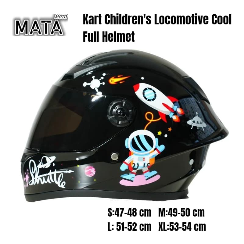 Casco Integrale per Bambini Stile Locomotiva, per Moto, Bici, Veicoli Elettrici e Fuoristrada, Adatto a Tutte le Stagioni