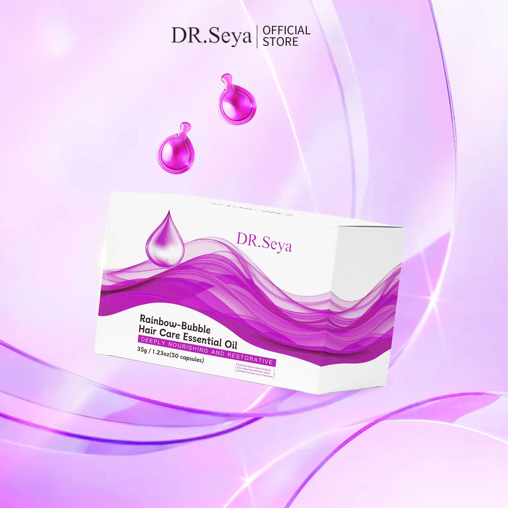 Capsule di olio essenziale per la cura dei capelli con bolle arcobaleno - 50 pezzi di olio riparatore per capelli secchi e danneggiati con olio di argan e jojoba, portatile