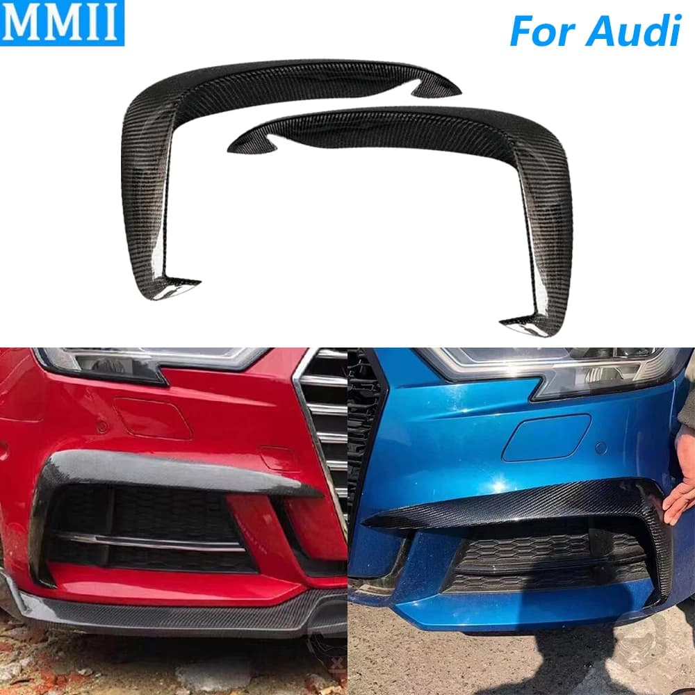 For Audi A3 8V S3 2017-2019 Real Carbon Fiber Bucket Front Bumper Spoiler Lip Cover Panel Auto Accessories Edit Decoration