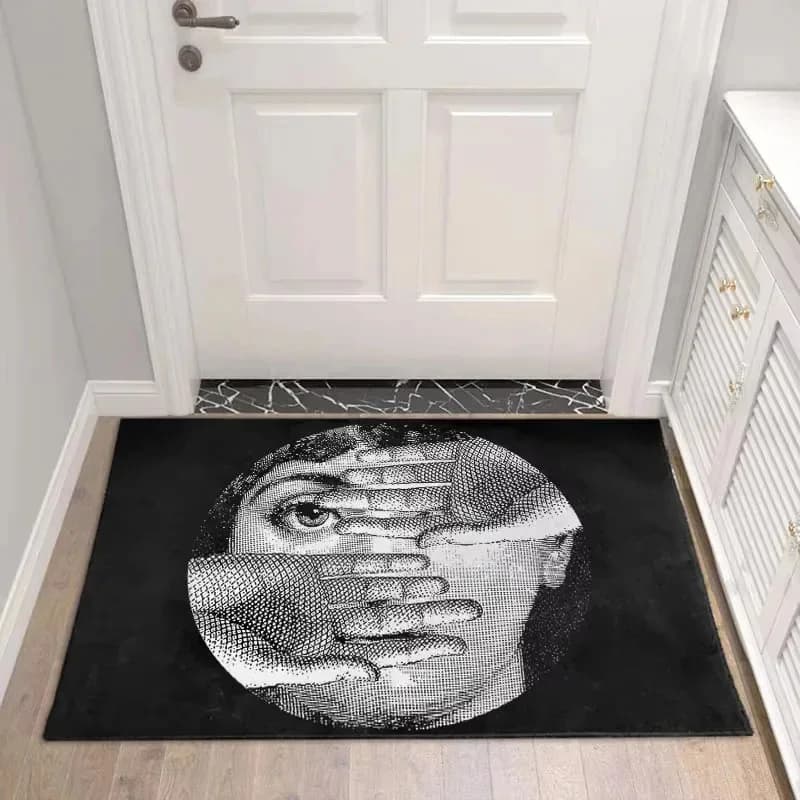 Tappeto artistico in bianco e nero VIKAMA con motivo ragazza carina, tappeto decorativo per soggiorno e corridoio, decorazione per la casa in stile nordico