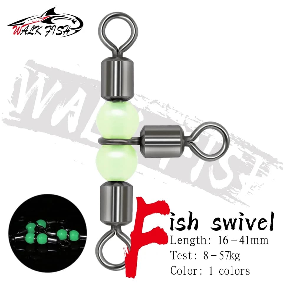 WALK FISH 10 Pieces/Length Fishing Equipment: Three-point Librated Fork Ring Luminous Shape 8 and T Ring, Fishing Accessories