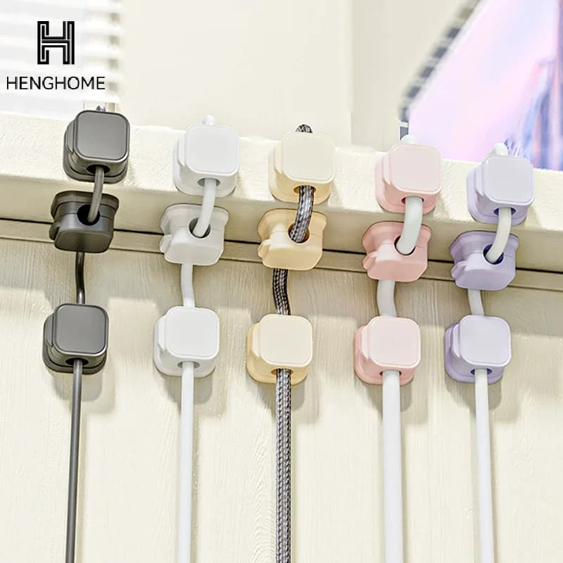 6 Pezzi Clip Magnetici per Cavi, Organizzatore Adesivo per Fili, Avvolgicavo, Clip per Gestione Cavi da Scrivania