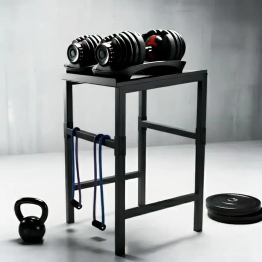 Adjustable support for Manubri and Kettlebell, in Black Steel, for Garage/Academy Home / Commercial Use, Non-slip