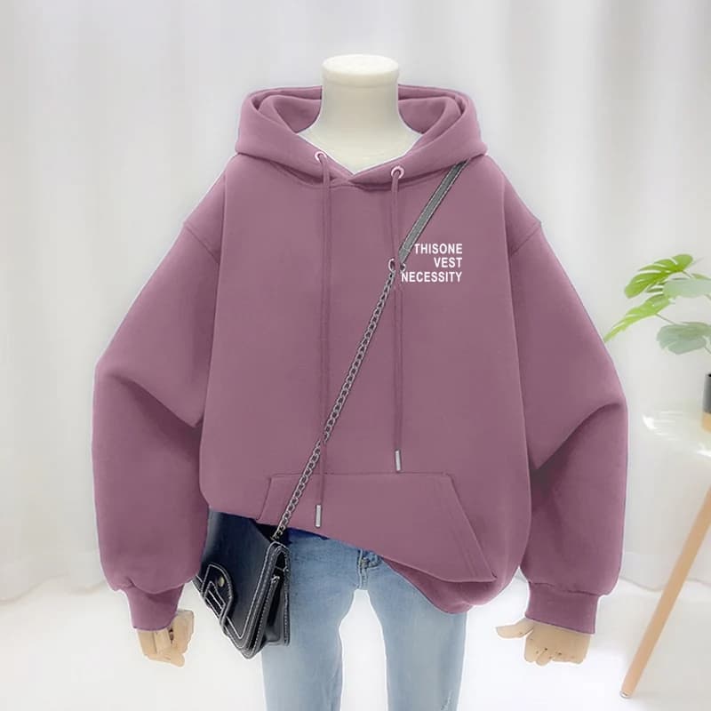 2025 New Oversize Hoodie Women's Autumn Winter Thickened Fleece Lazy Style Jacket Casual Comfortable Loose Fit Long Sleeve