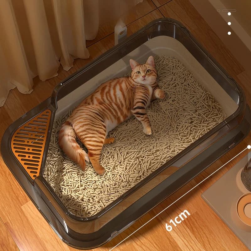 Lettiera extra large per gatti Toilette semi chiusa antispruzzo per gatti e gattini grandi