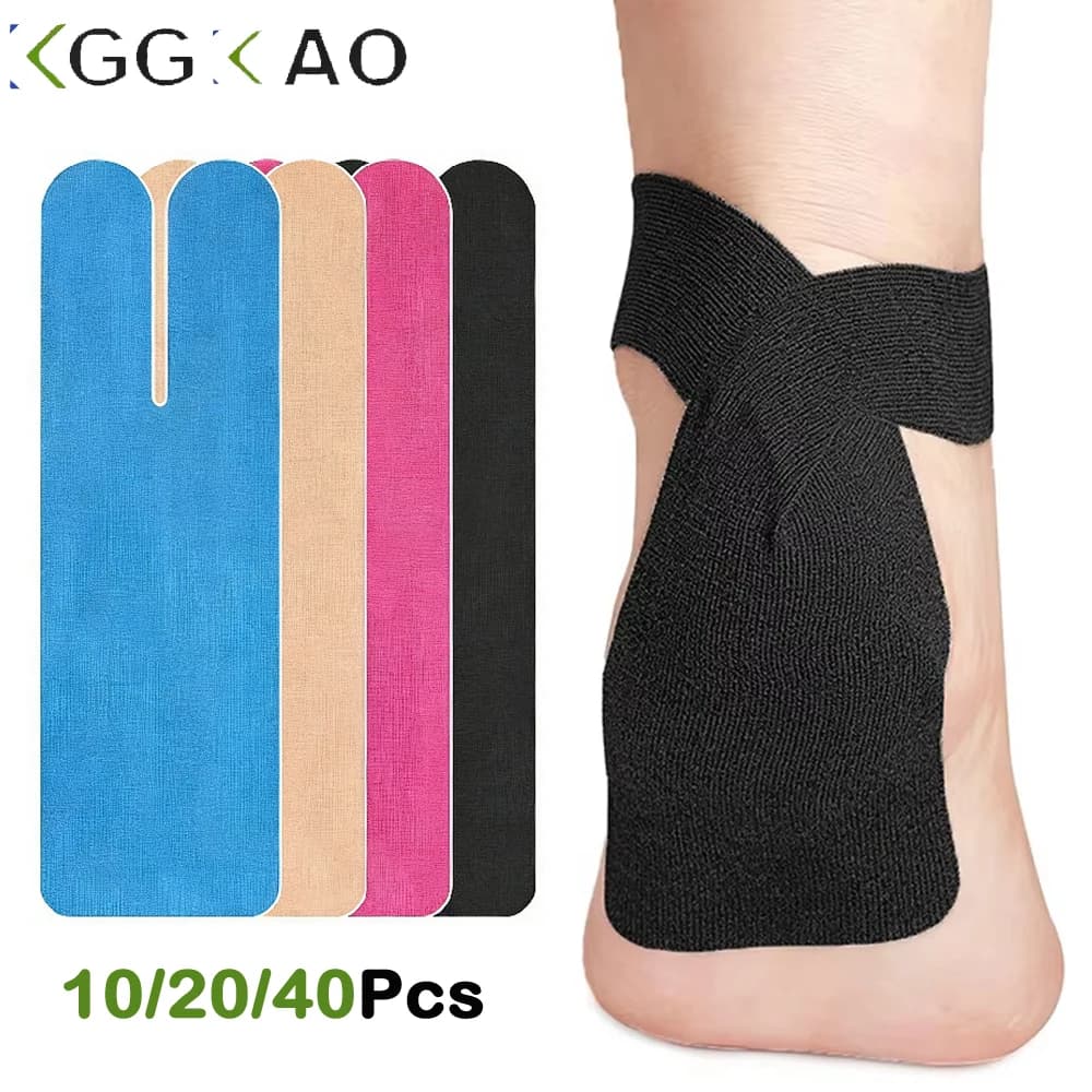 10/20/40PCS Elastic Precut Kinesiology Tape, Ankle Heel Support Bandage, Breathable Foot Arch Athletic Tape for Sports Recovery