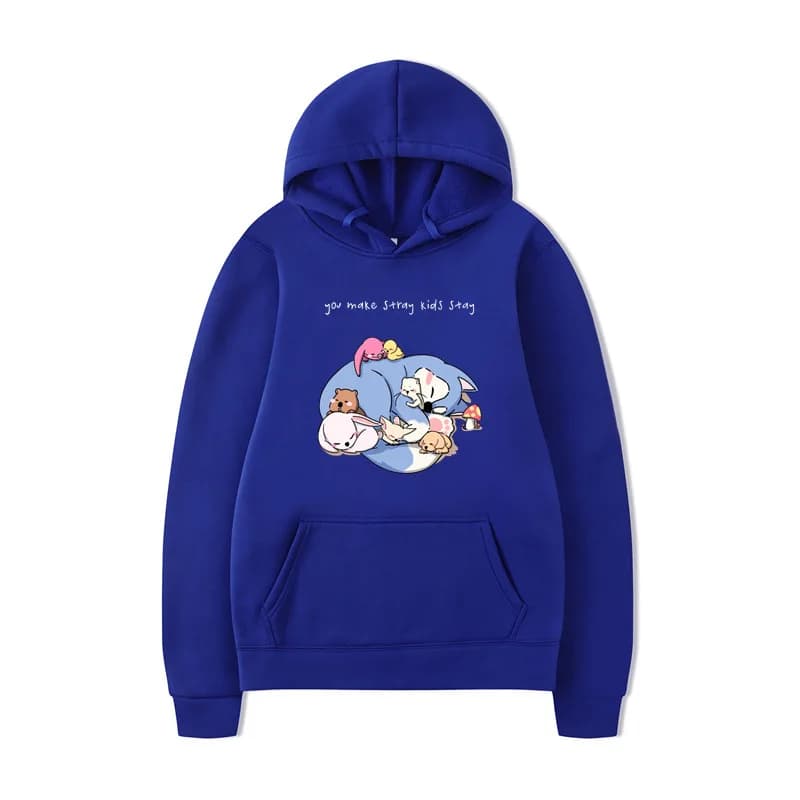 Felpa con cappuccio per bambini Kpop Stray primaverili e autunnali Simpatico animale K-pop Sport Plus Size Set Kawaii da donna Stampa primaverile e autunnale