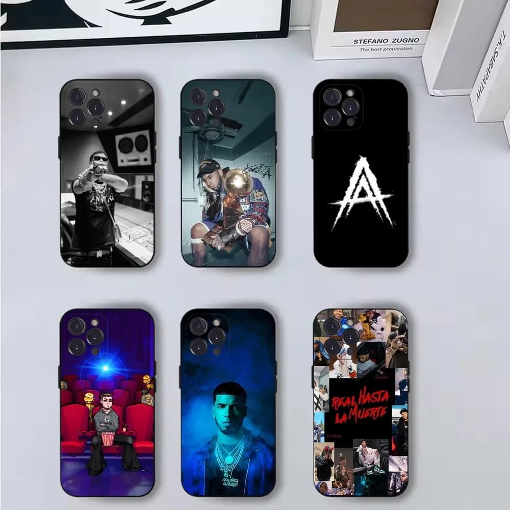 Rapper A- Anuel AA Real Phone Case For iPhone 16,15,14,13,12,11,Pro,X,XS,Max,XR,Plus,Mini Soft Black Cover