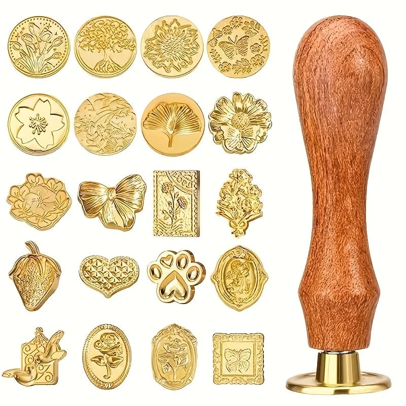 21pc wax stamp set with various styles, retro classic sealing wax stamp headband and wooden handle