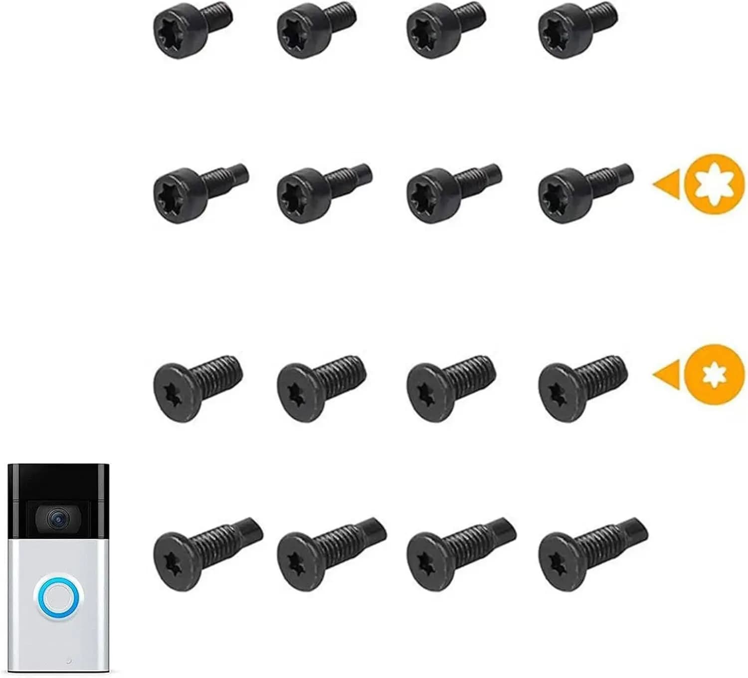 Viti di Ricambio per Campanello Ring, Viti di Sicurezza, Viti di Ricambio per Campanelli Video Ring, Set T6T15 (16 Pezzi)