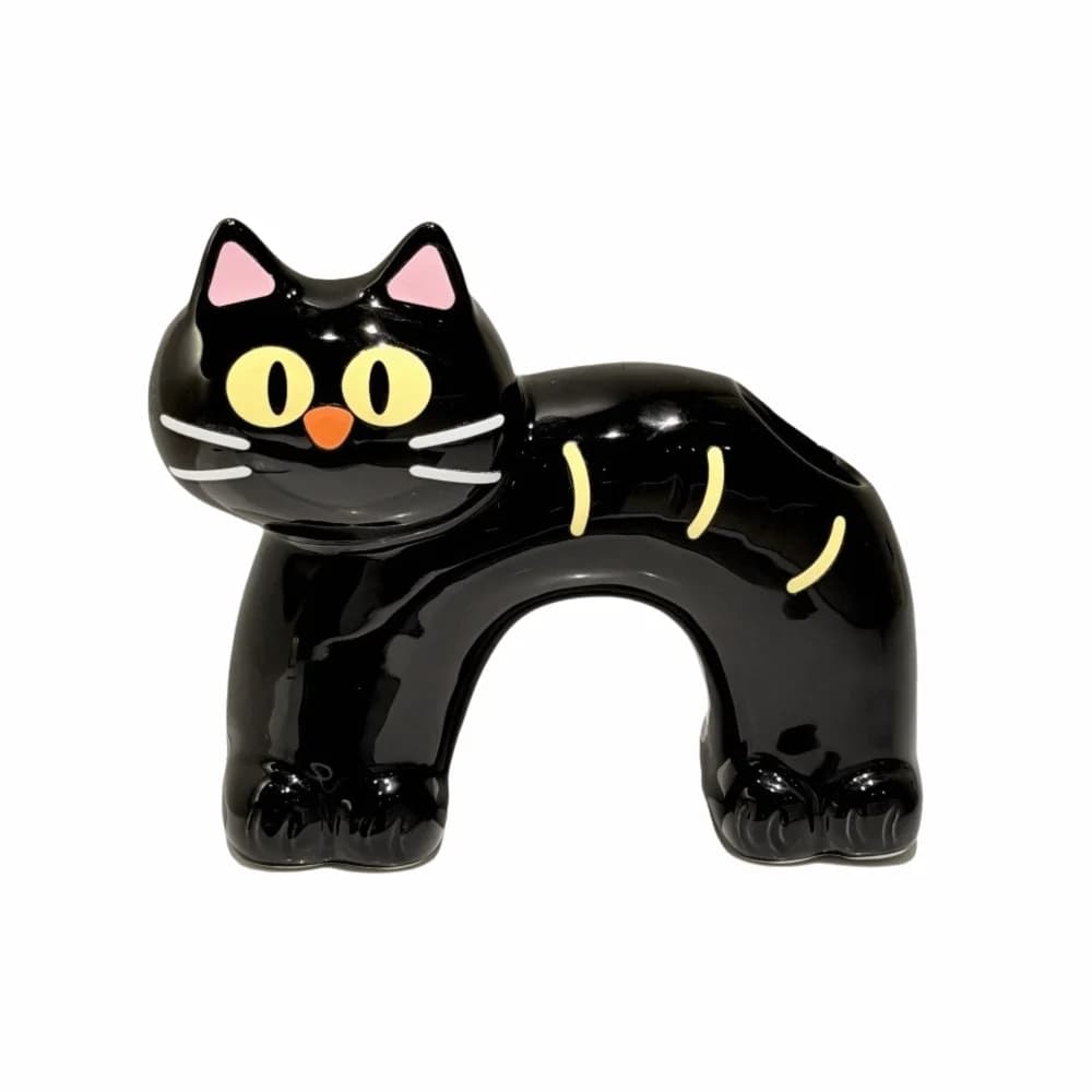 Portaspazzolino Creativo a Forma di Gatto, Antiscivolo, Impermeabile, Nero, Portatile e Salvaspazio