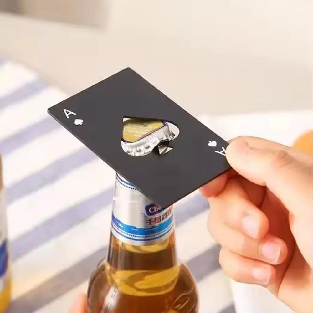 Apribottiglie per carte di credito Ace in acciaio inossidabile, apribottiglie per carte da gioco per portafoglio o tasca