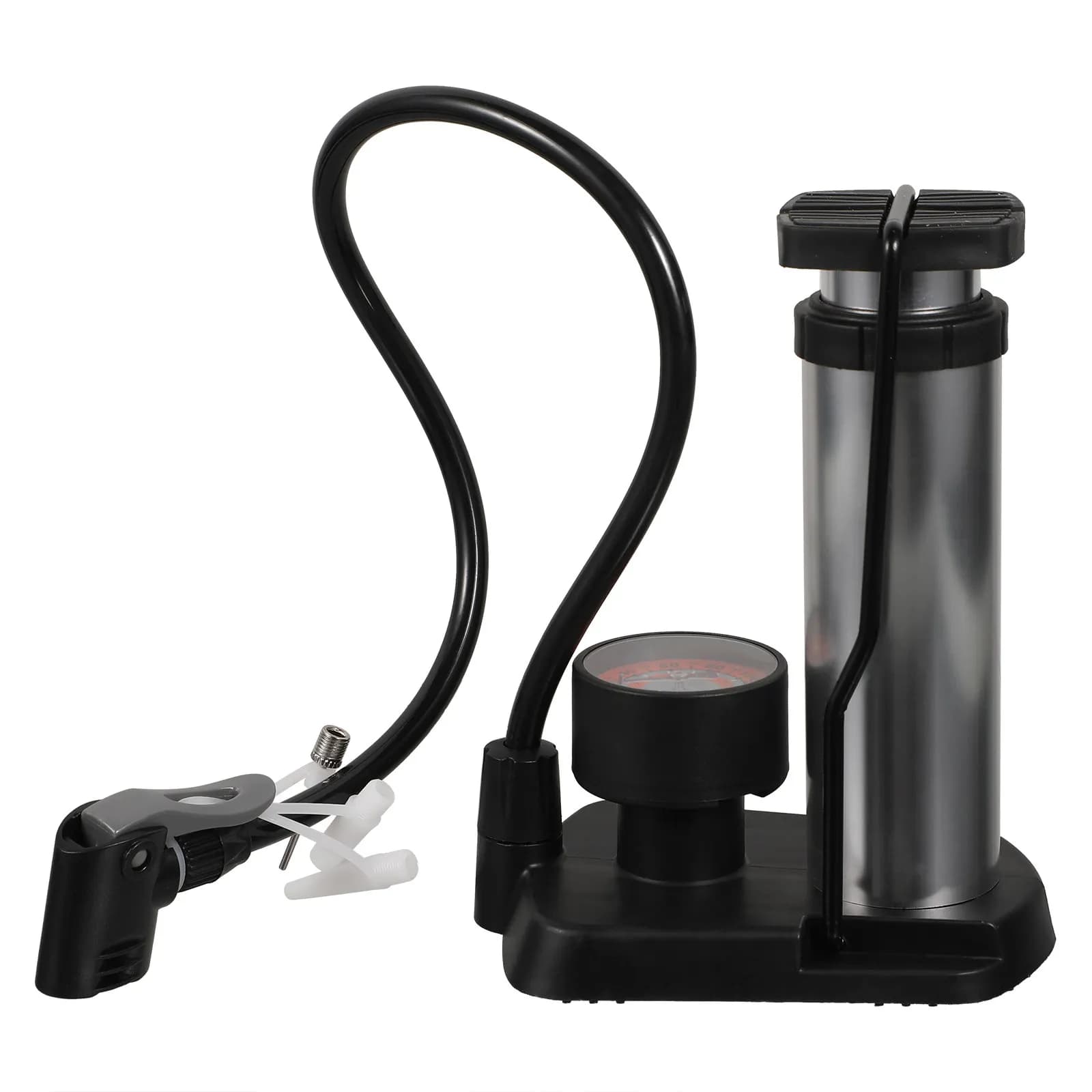 Aluminum Alloy Foot Pump Tire Inflator Portable Floor Bike Pump High Pressure Pedal Inflator Multiple Valve Accurate Pressure