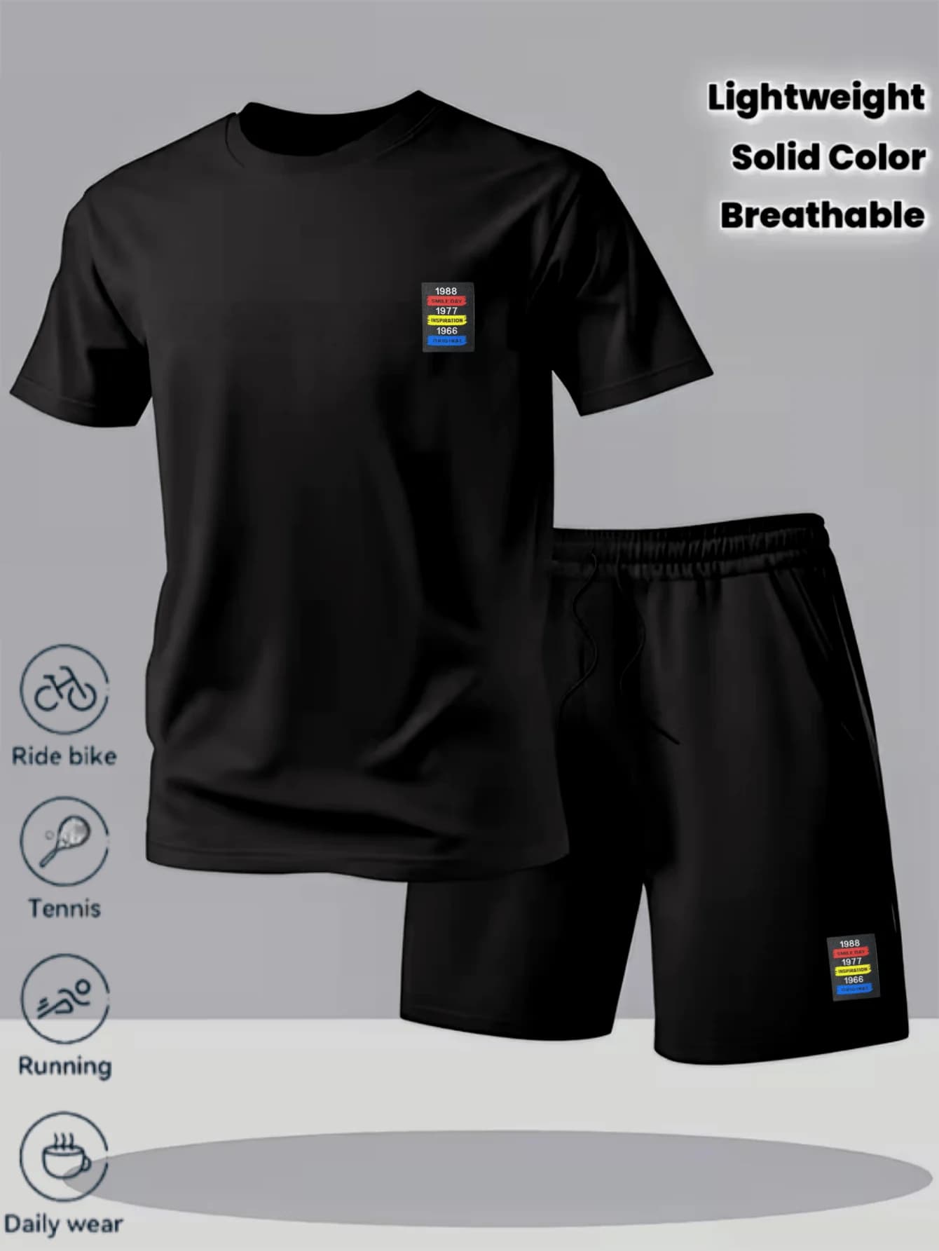 Completo Sportivo Estivo da Uomo: T-Shirt Girocollo e Pantaloncini, Abbigliamento Fitness Comodo e Traspirante