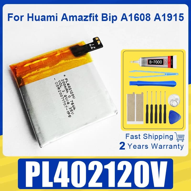 Batteria nuovissima da 3,8 V 200 mAh PL402120V per Huami Amazfit Bip A1608 A1915 Smart Sport Watch