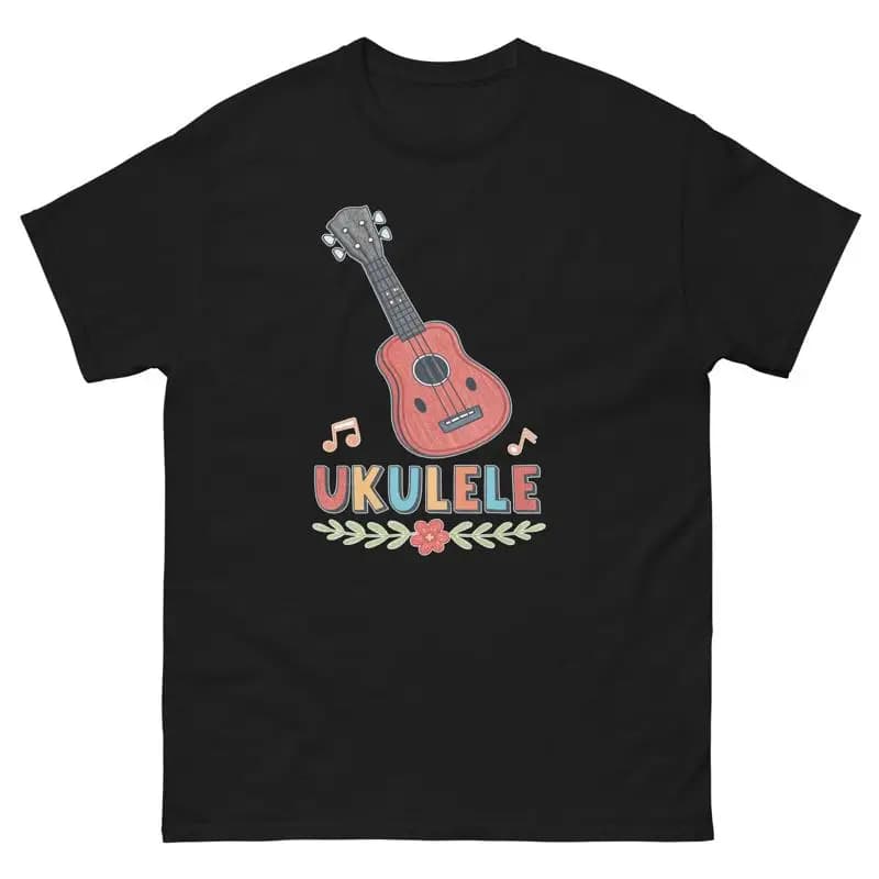 Maglietta con illustrazione di strumenti musicali Ukulele