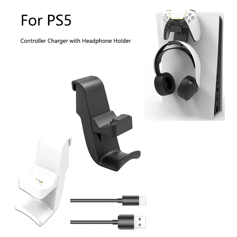 Stazione dock di ricarica per controller di gioco PS5 Supporto di archiviazione per cuffie dock di ricarica sospeso 2 in 1 per accessori controller PS5
