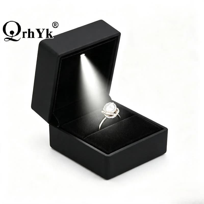 LED Jewelry Box For Engagement Ring Display Gift Case Packaging Showcase Boxes With Light Storage Cases