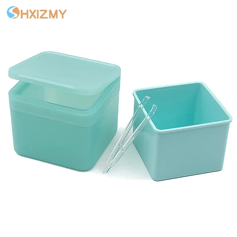 Scatola di cotone struccante a doppio strato con pinzette Scatola di immagazzinaggio ribaltabile a bocca larga Cover Dischetti di cotone Organizer Custodia per attrezzi per nail art