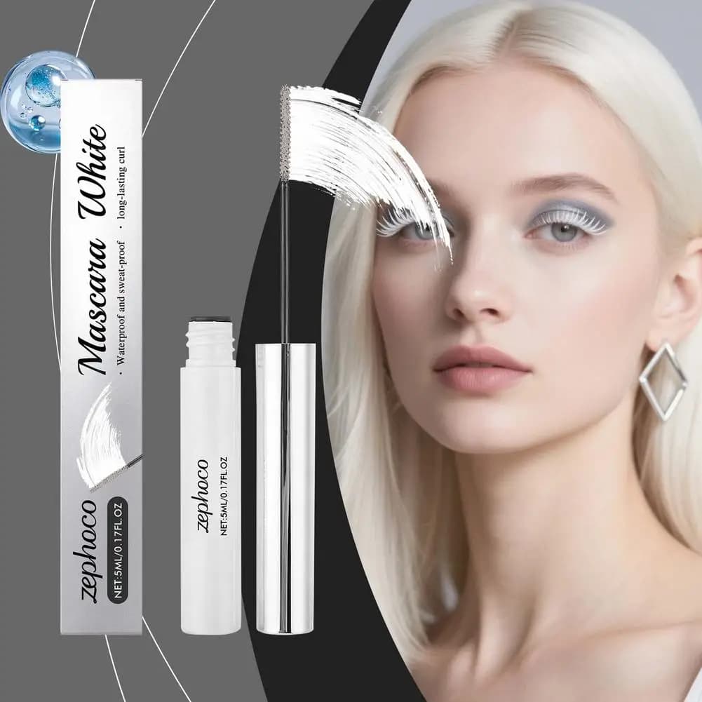 White Mascara Quick Drying Waterproof Eyelash Curling Latch Mascara Eyelash with White Ink