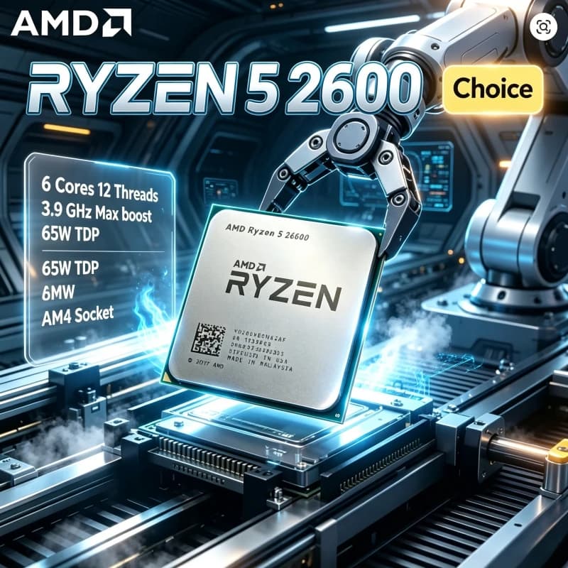 AMD Ryzen 5 2600 6-Core 12-Thread 3.9GHz Max Boost Unlocked AM4 CPU with 65W Low Power and Great Gaming Performance Tray Unit