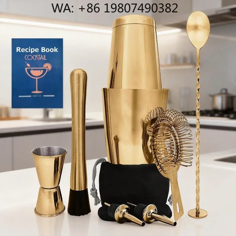 10Pcs Complete Stainless Steel Boston Cocktail Shaker Bar Kit Mixology Tools Martini Shaker For Hotel Bar DIY Craft Dr