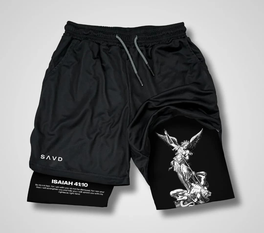 Cycling shorts Isaiah 41:10 Angel & Devil Performance Shorts Stretch and breathable cycling shorts