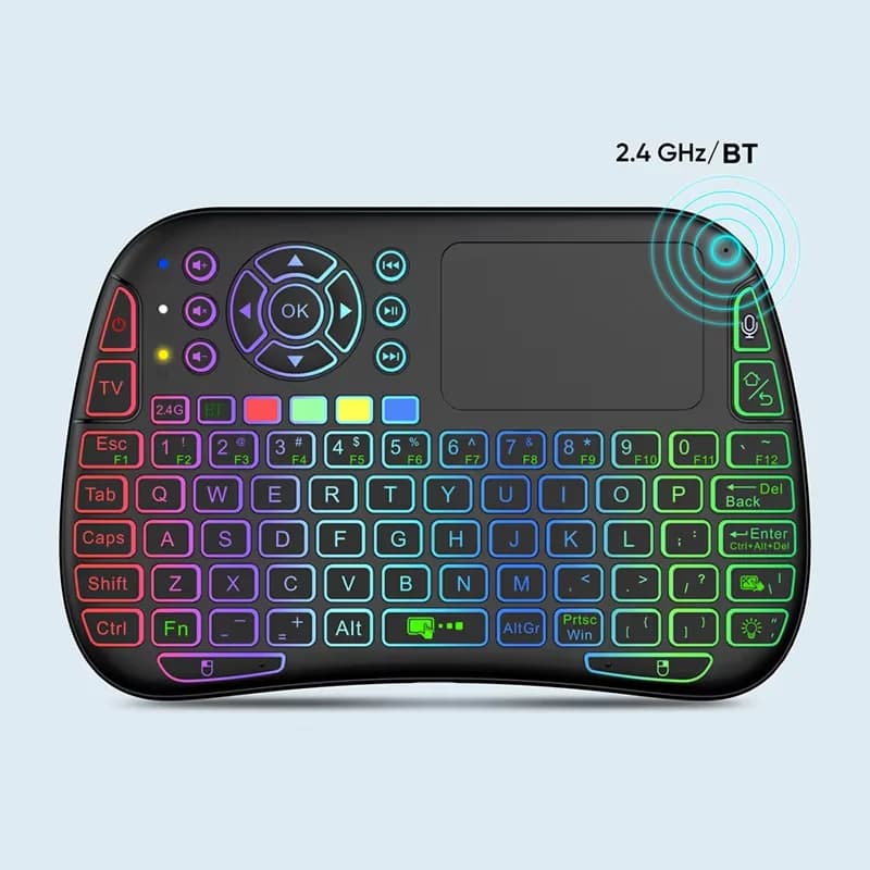 Backlit Mini Keyboard,2.4GHz Wireless Mini Handheld Smart TV Remote Bluetooth Keyboard with Touchpad for PC,Smart TV