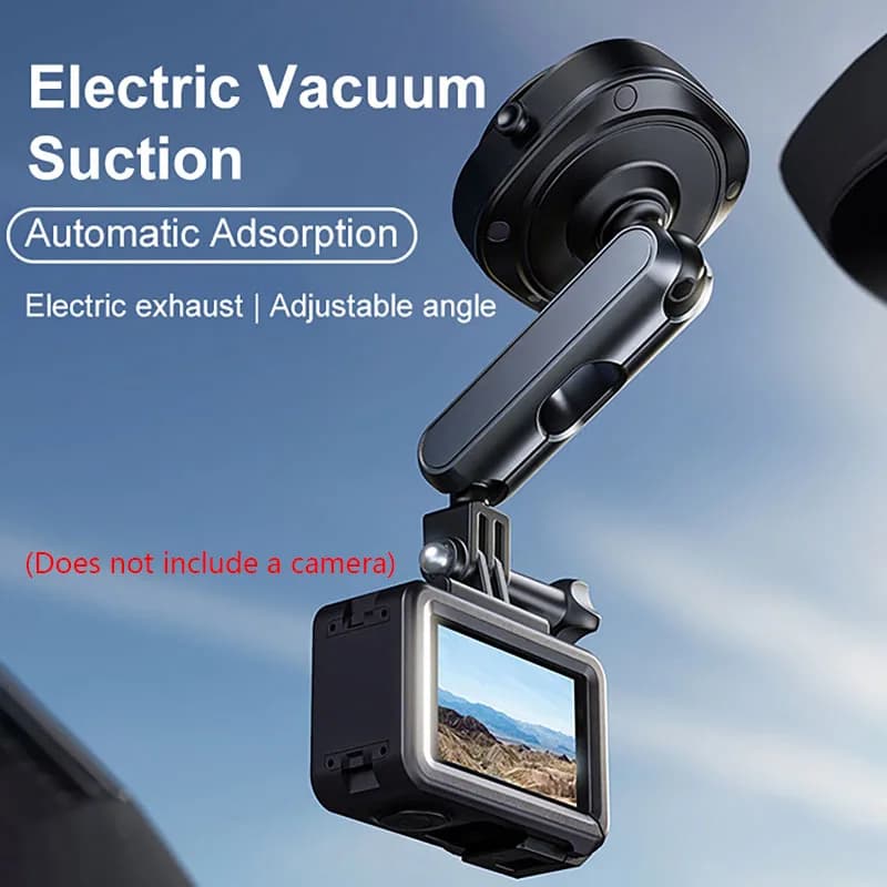 Support for Action Camera with 360° Electric Suction Cup Holder with Full Adjustment for Camera