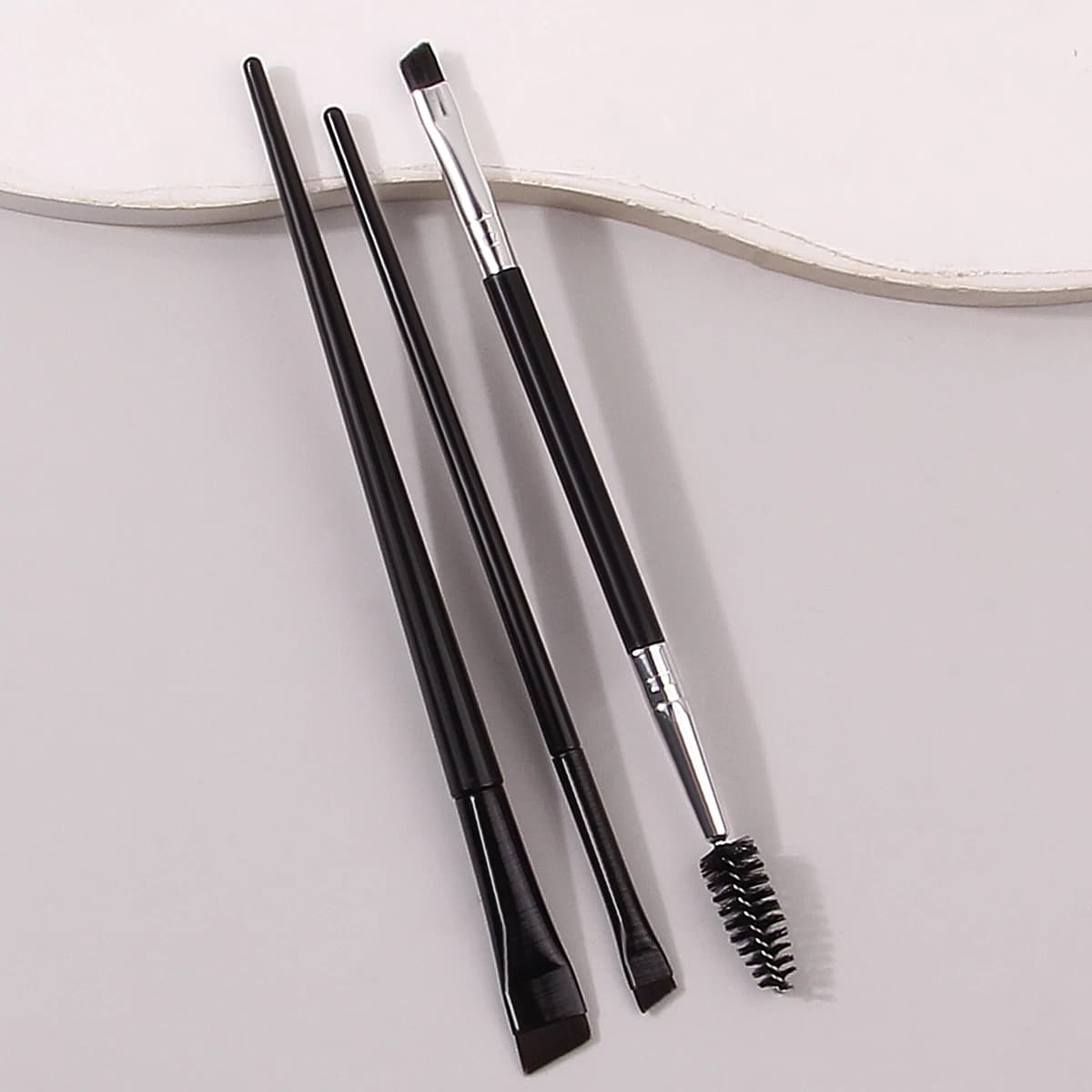 3 piece ultra-thin knife edge eyeliner brush, flat eyebrow brush with knife edge, eyebrow brush for curling double head 2 in 1, do