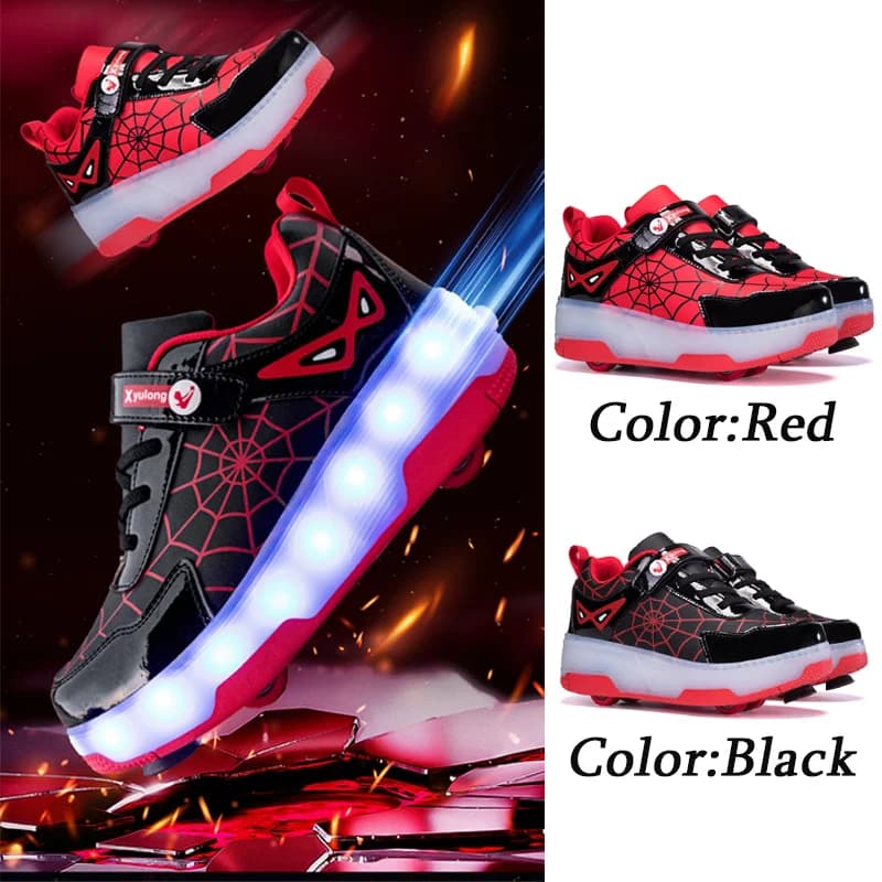 Rotelle Shoes with Design and LED Lights, Unisex Shoes for Children and Students, Stroller Shoes with Rechargeable Luminous Wheels