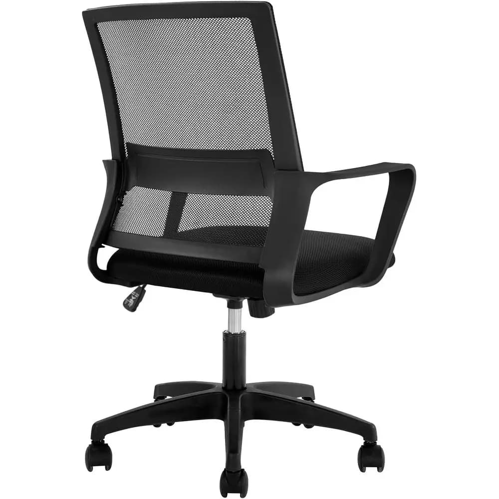 Sedia da scrivania ergonomica con cuscino, braccioli e supporto lombare, nylon (nero)