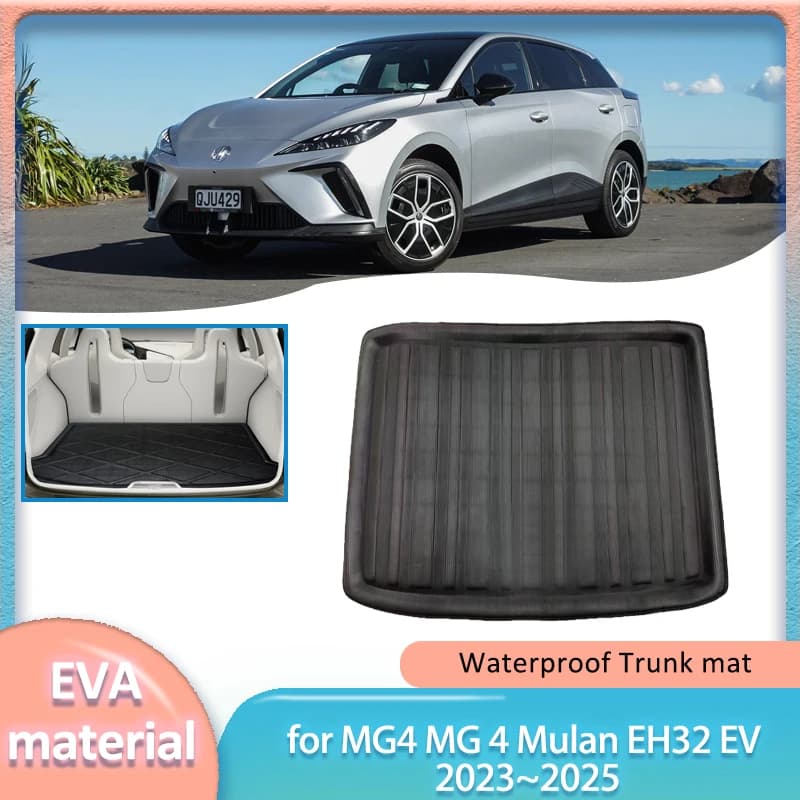 Per MG4 MG 4 Mulan EH32 EV 2023 ~ 2025 Tappetino per bagagliaio di un'auto Boot Liner Cargo Vassoio da pavimento Bagagli Tappeto Copertura impermeabile Parte Accessori