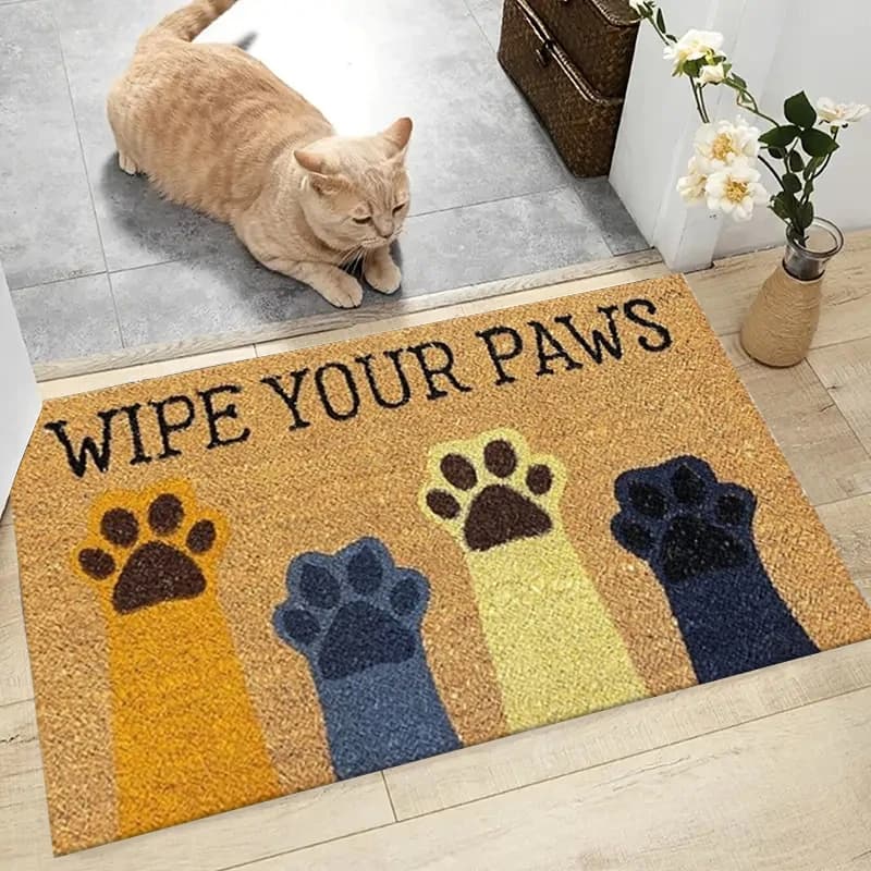 Zerbino con stampa zampa di gatto Tappeto da cucina Tappetino assorbente per la casa Tappetini decorativi per porte d'ingresso di benvenuto Tappeti lavabili per la casa