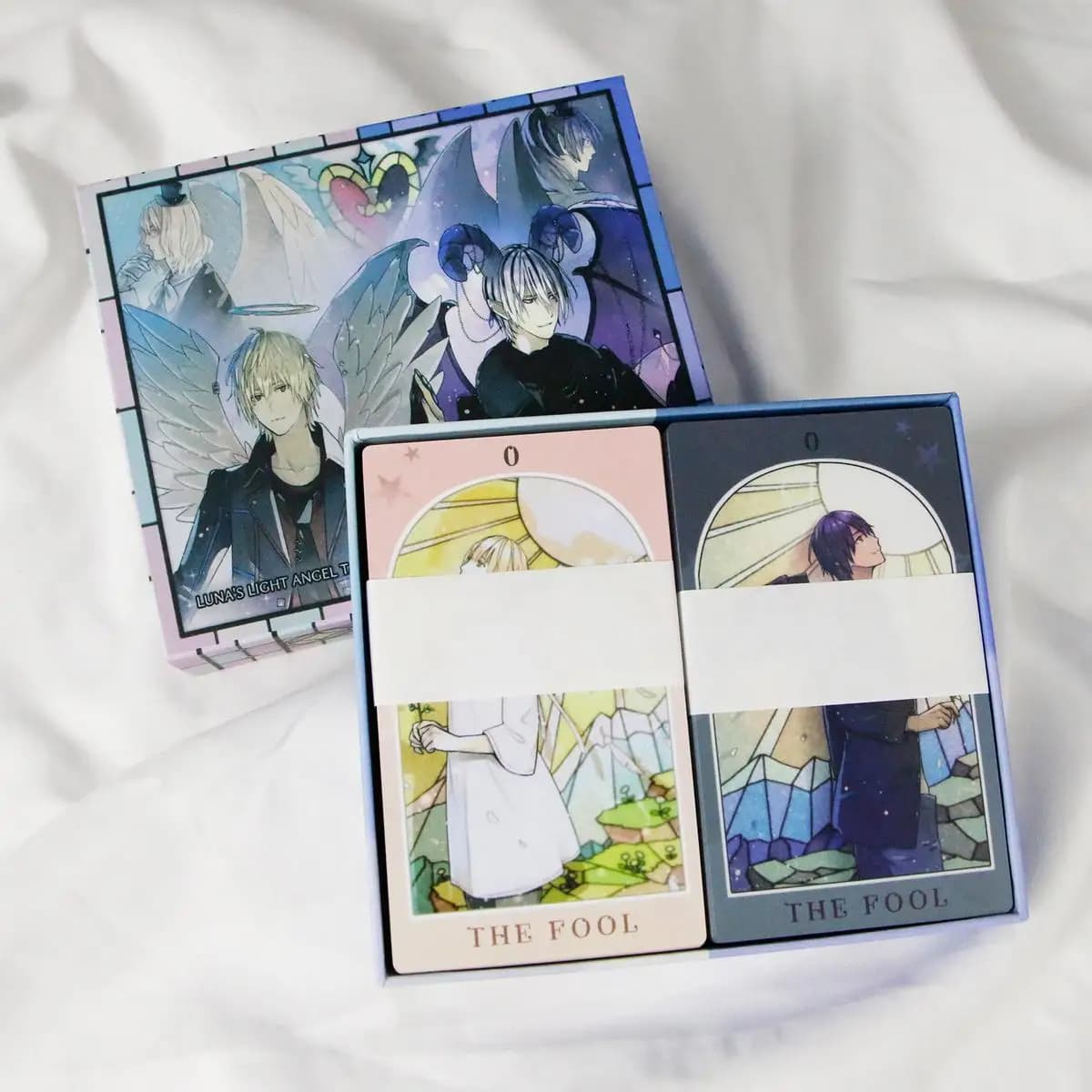 12*7cm 2 In 1 Luna's Dark Angel and Light Angel Tarot Deck 156 Pcs Tarot Cards In Rigid Box
