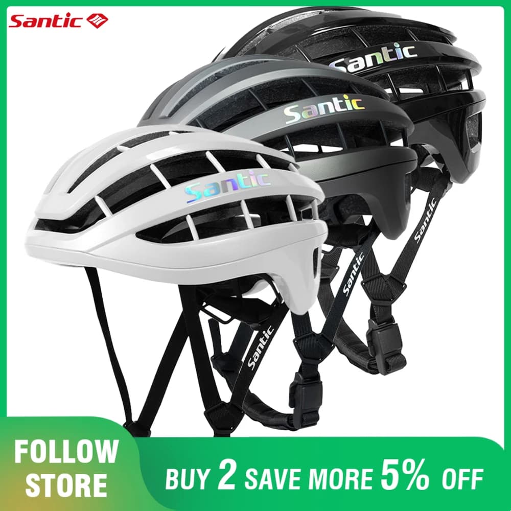 Santic Ultralight Cycling Helmet Adjustable Professional Biker Helmet Breathable Safety Equitation Head Guard for Outdoor Sports