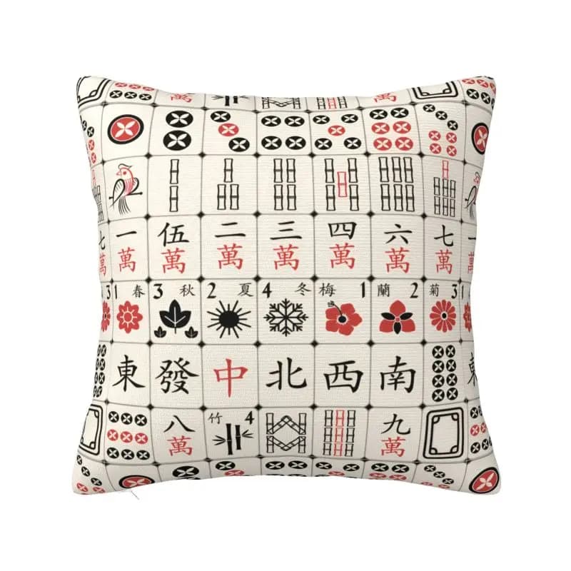 Mahjong Piastrella Modello Fodera per Cuscino 55x55 cm Velluto Poliestere Federa per Divano Seggiolino Auto Decorazione Biancheria da Letto Federa
