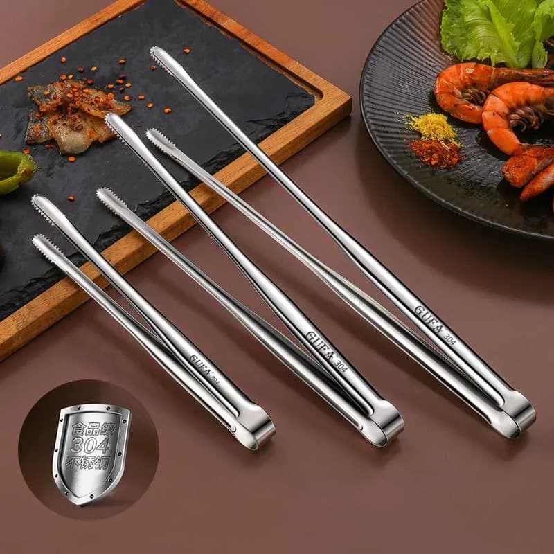Grill Tongs Bbq Grill Tongs Stainless Steel Long Mini Kitchen Meat Food Charcoal Cooking Korean Camping Barbecue Accessories New
