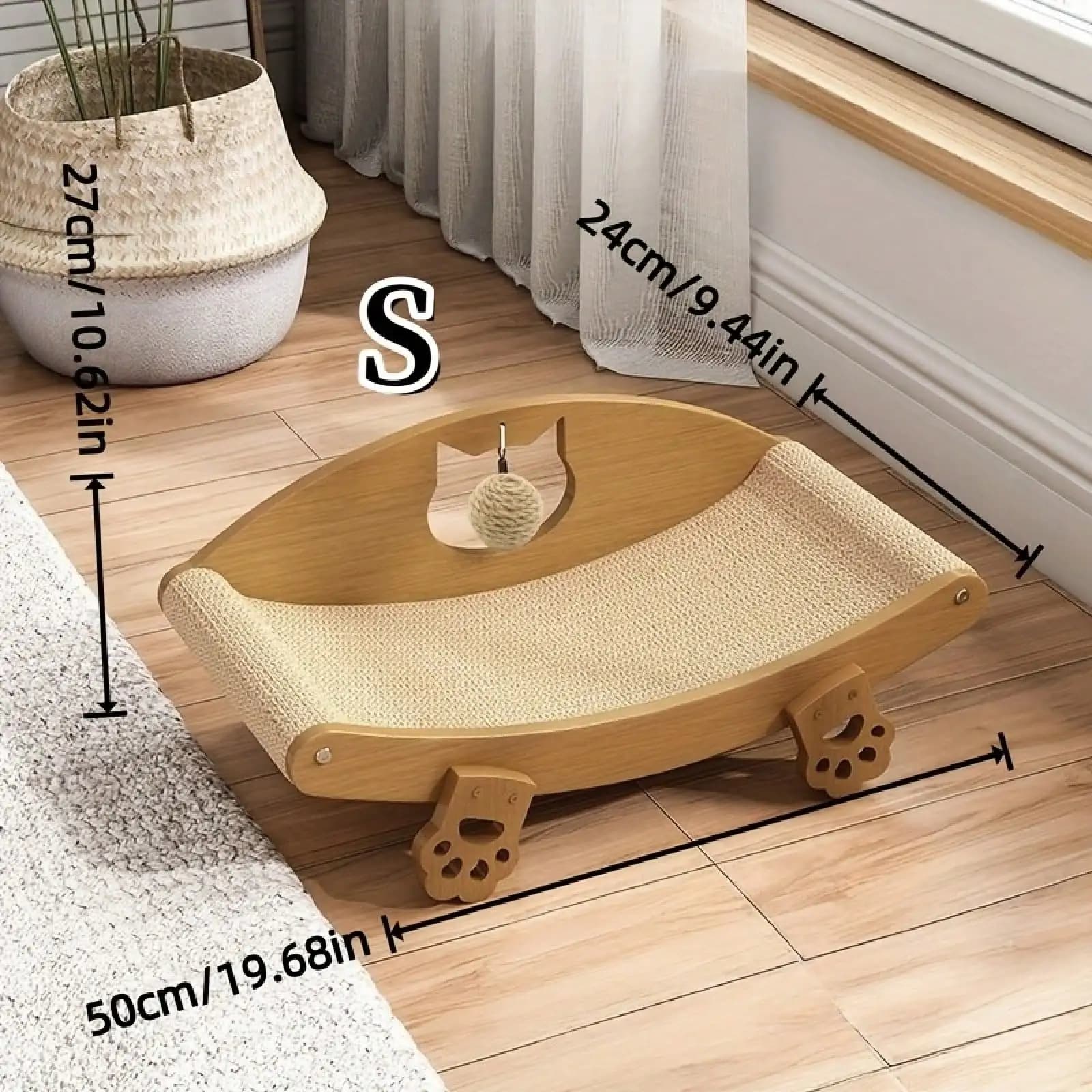Tiragraffi in Sisal, Divano con Giocattolo a Sfera in Sisal, Divano Resistente per Unghie, Letto Tiragraffi in Sisal per Gatti da Interno, Tiragraffi a Roccia