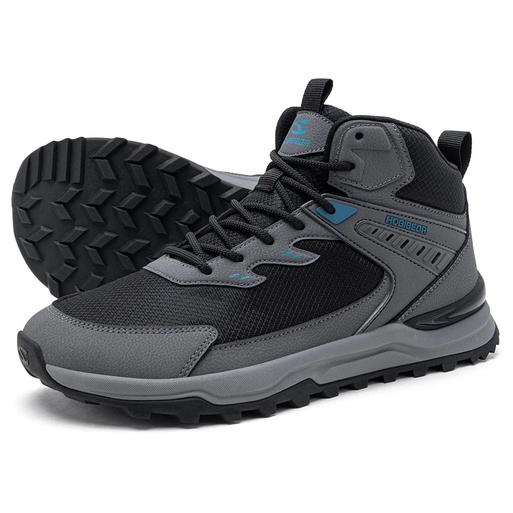 HOBIBEAR Men Wide Width Ankle Boots Mid-Top Hiking Running Shoes Non-Slip Outdoor Trail Walking Sneakers for Male
