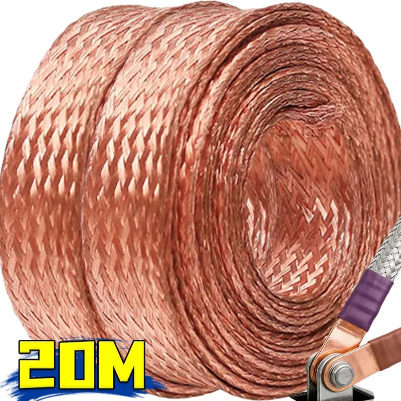 Guaina in rame stagnato intrecciata espandibile per messa a terra, protezione per cavi a rete metallica, guaina metallica protettiva, forniture per gestione audio