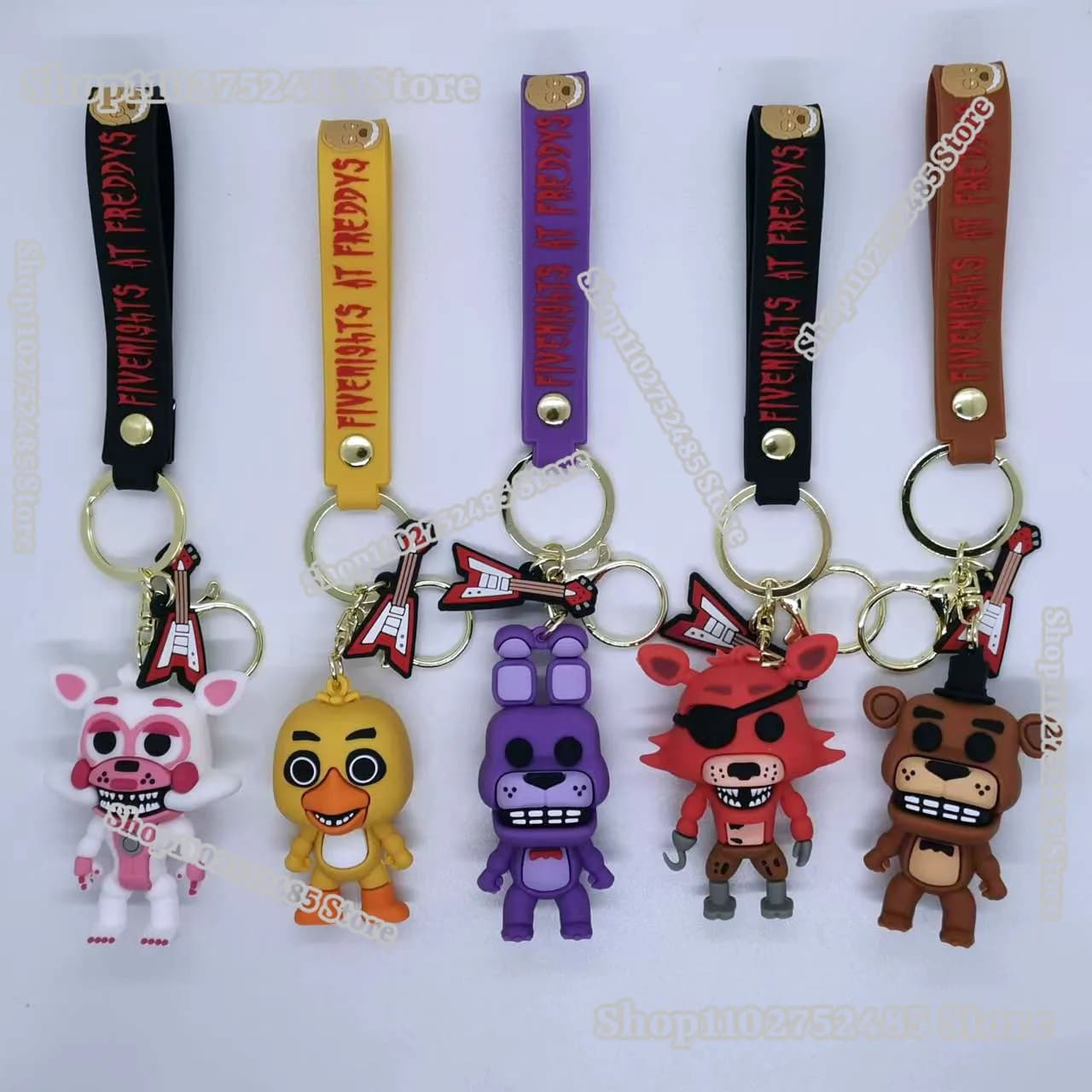 5 Pezzi Portachiavi con Personaggi Anime FNAF, Bambola Orribile Freddy, Ornamento per Studenti, Portachiavi per Auto, Decorazione Giocattolo