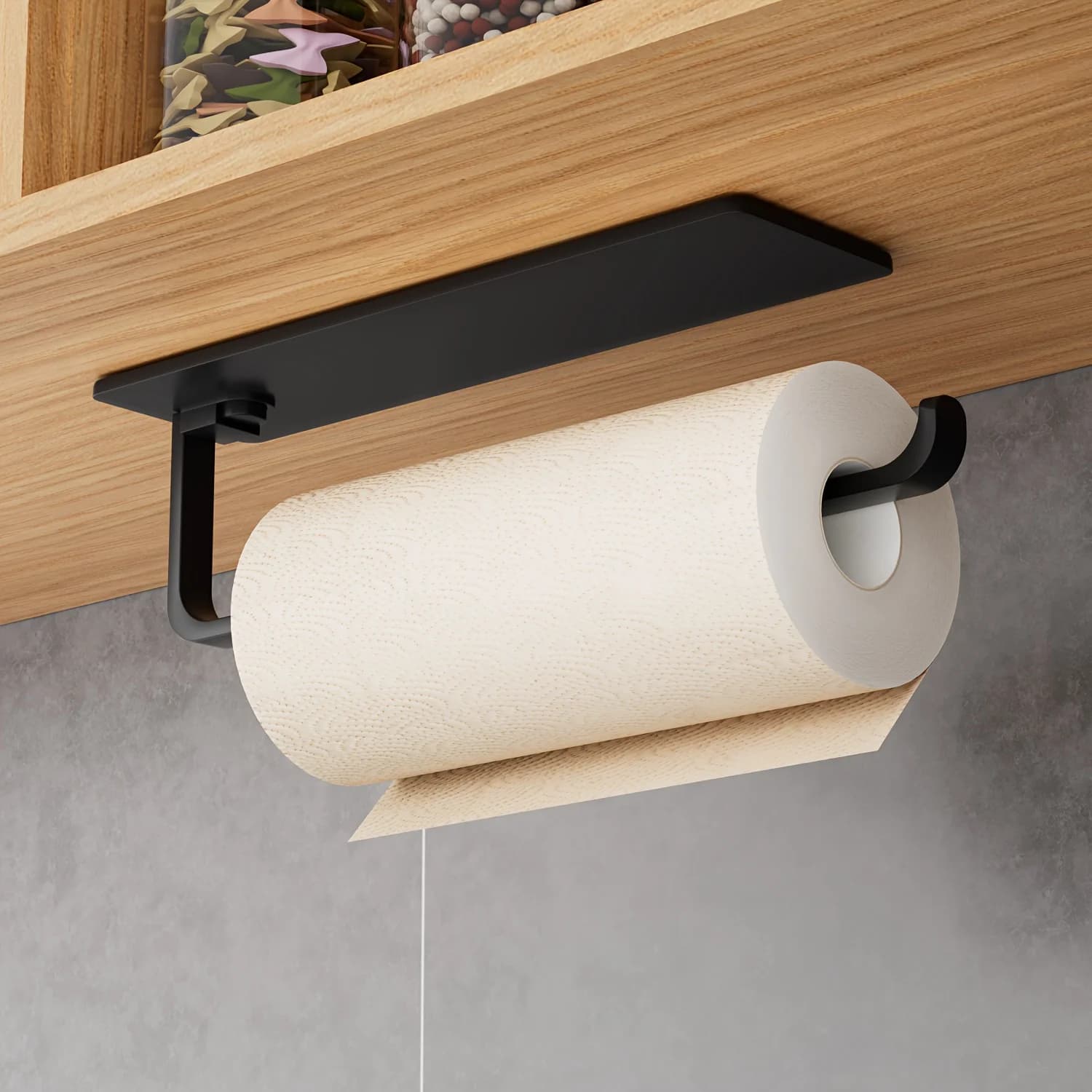 No Drill Towel Bar Matte Black Bathroom Towel Rack Self Adhesive Hand Towel Holder for Kitchen Bathroom