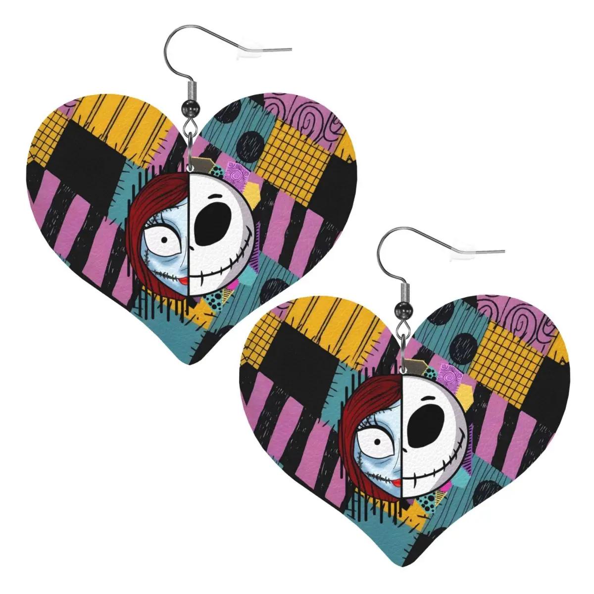 Custom Jack Skellington Leather Earrings for Women Nightmare Before Christmas Dangle Earrings Jewelry Accessories