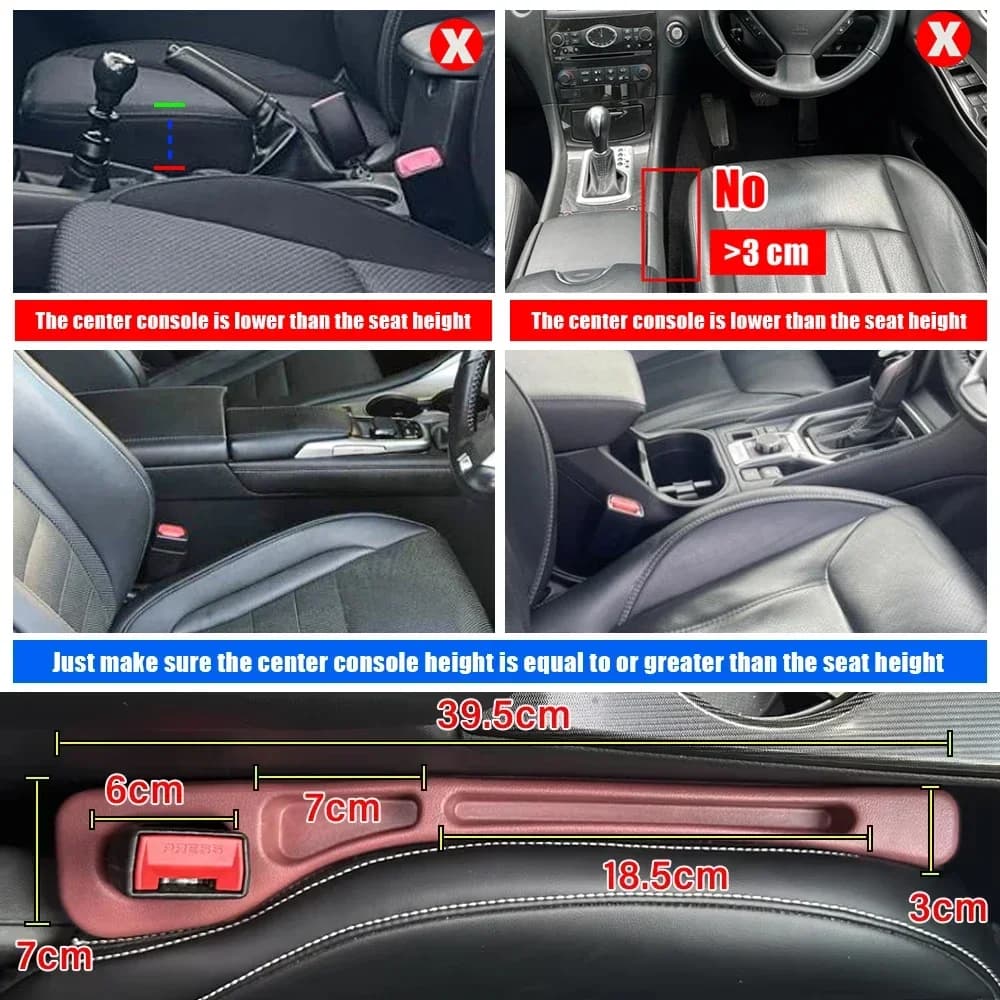 Striscia universale per tappo per seggiolino auto, cucitura laterale, riempitivo per spazi vuoti per auto, a prova di perdite, per riporre gli spazi del sedile, decorazione interna, 1 paio
