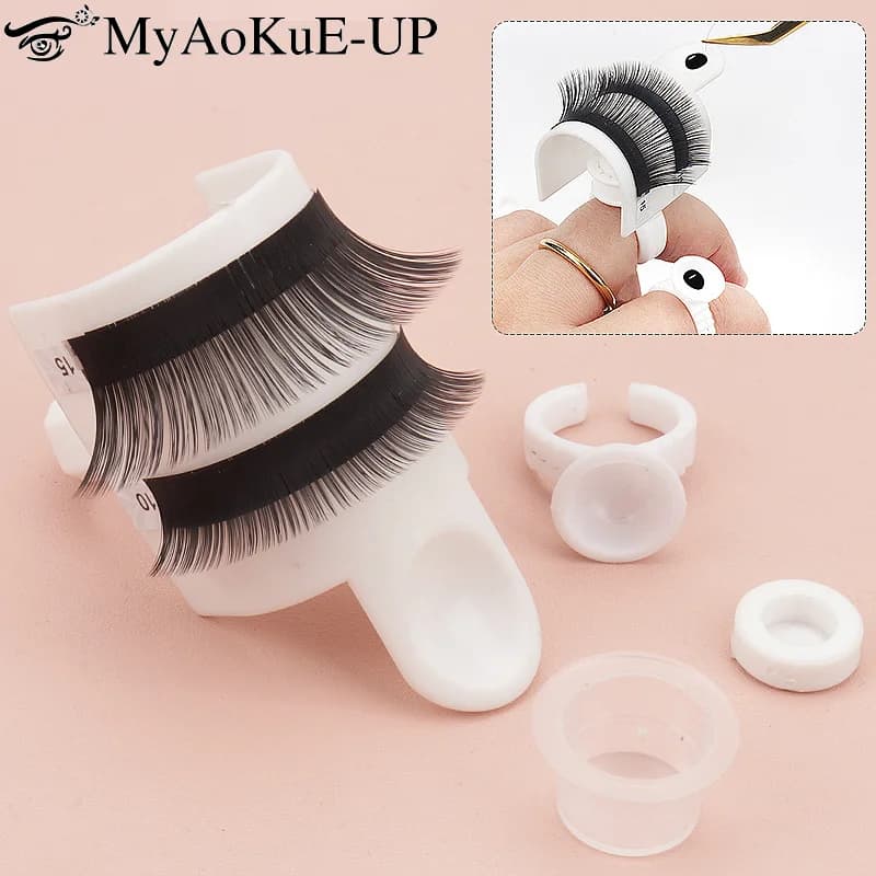 5 pcs/set Eyelash Splitter Artistic Nails Tattoo Collar Pallet Holder Eyelash Extension Basing rings Sticker Pigment Bowls Makeup Tools