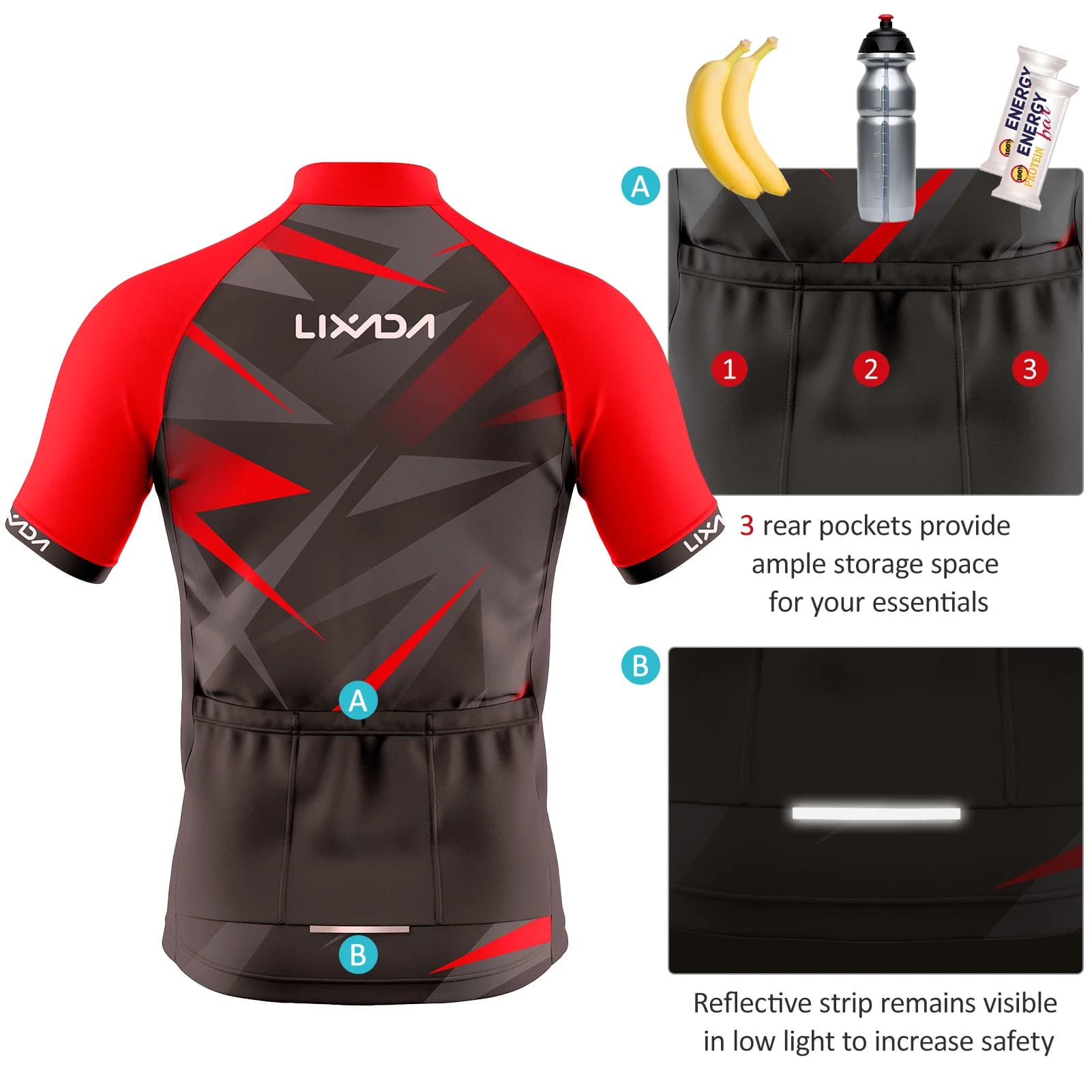 Men's Cycling Knife Lixada Cycling Knife Men's Breathable Bike Shirt Short Sleeves and Padded Shorts Complete with Clothing