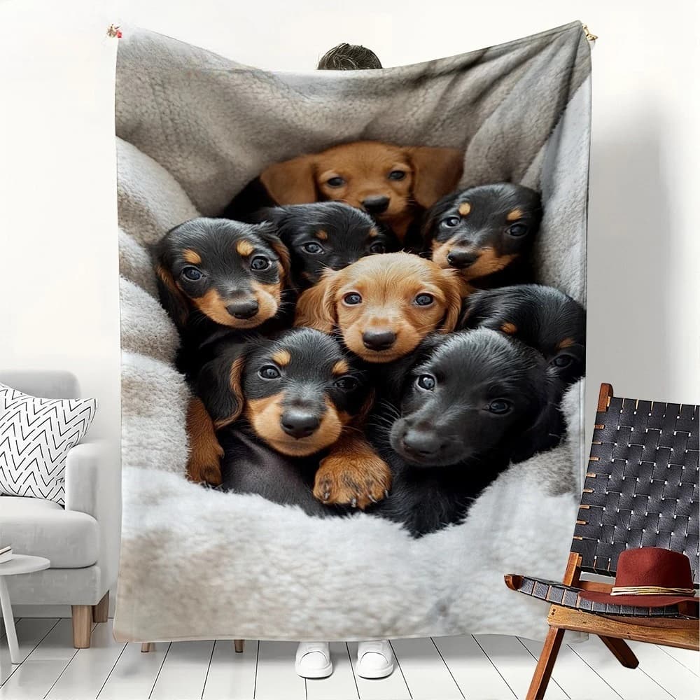 1PC Cute Puppy Blanket Cute Dogs Coperte sottili in flanella morbide e calde per casa, ufficio, viaggi, campeggio, regali perfetti per l'uso in tutte le stagioni