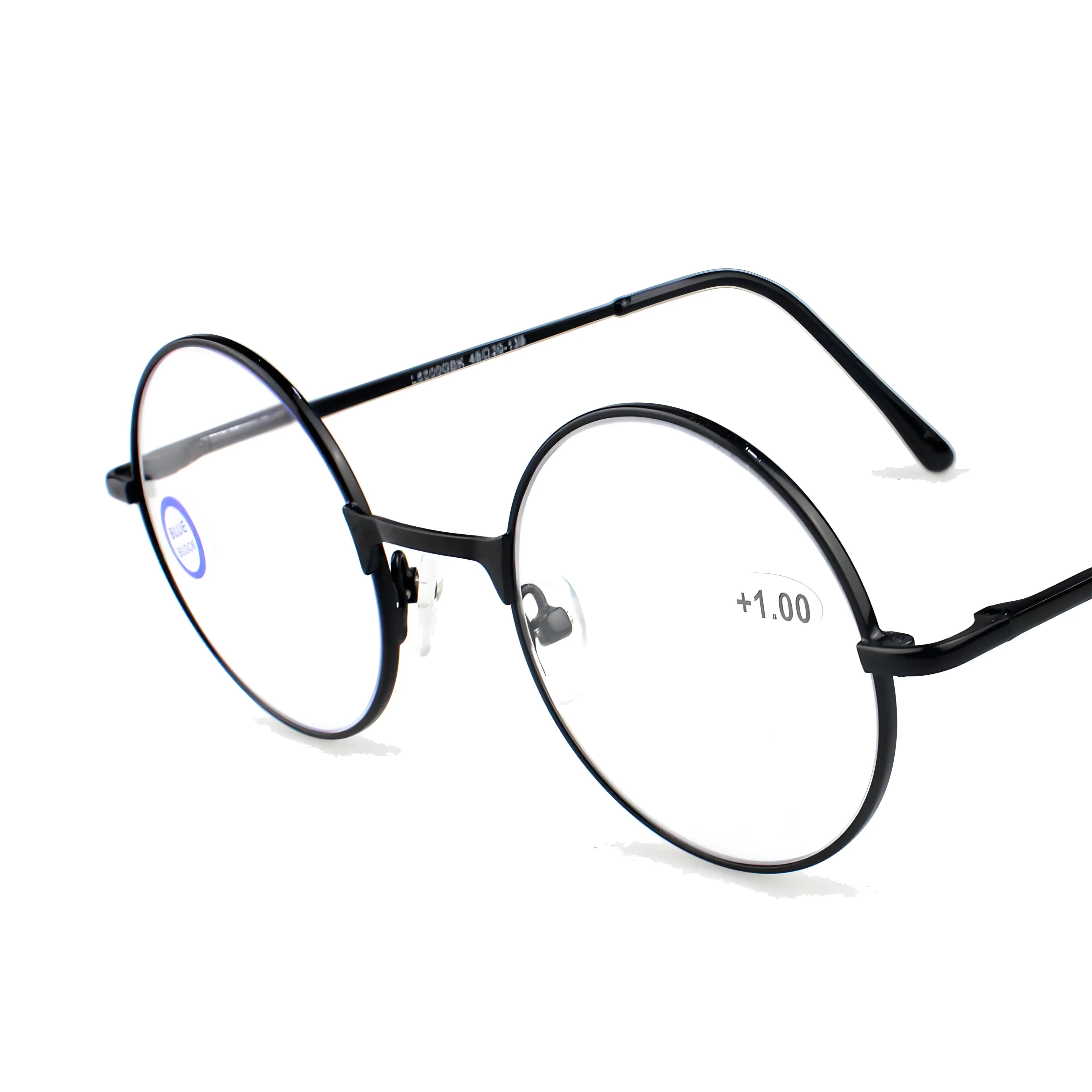 Occhiali da lettura vintage rotondi in metallo con blocco della luce blu - Lettori leggeri anti-affaticamento degli occhi per uomini e donne