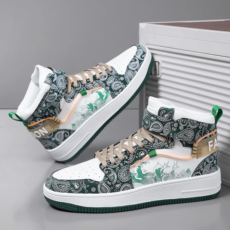 Scarpe da tavolo da uomo 2025 Nuovo taglio alto Suola spessa Altezza crescente Tendenza da strada Scarpe casual Scarpe da ginnastica piatte e comode per uomo